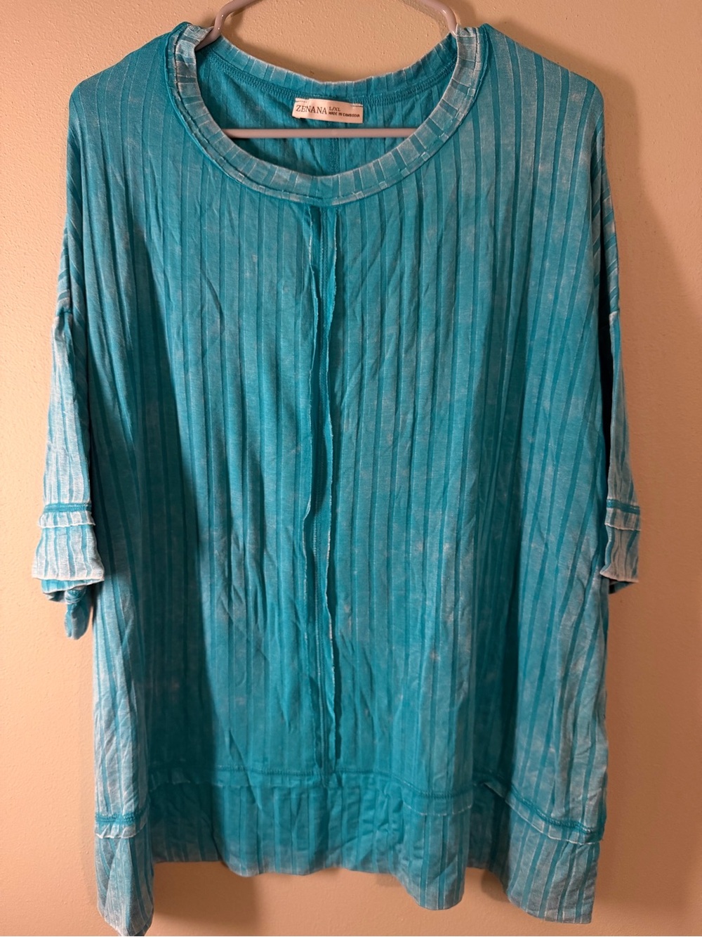 Zenana Outfitters Turquoise Ribbed Tunic